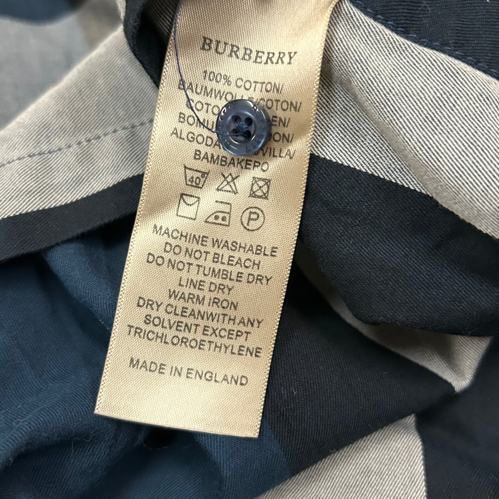 Burberry Brit Button Down Shirt XXL Blue Checkered Long Sleeve Cotton - Picture 8 of 9